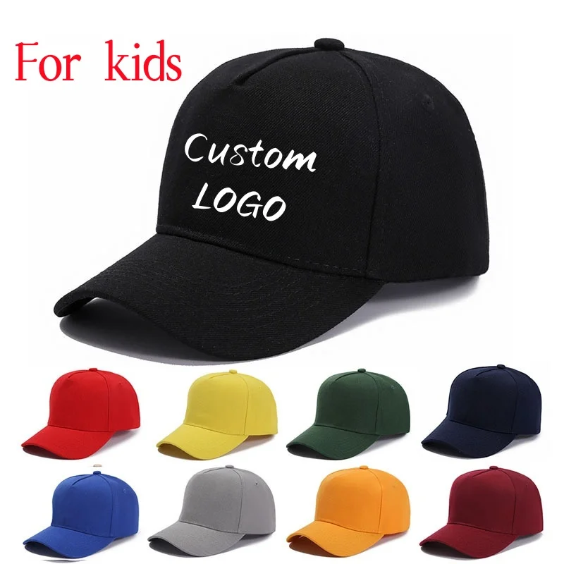5-Panel-einfache Baseballkappe für Kinder, individuelles Logo, Sonnenhut, Sommer, Mädchen, Jungen, verstellbar, Hip-Hop-Snapback-Kappen, Gorros für Kinder Image
