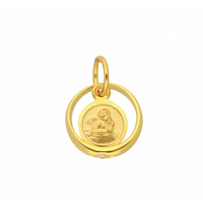 Kette mit Anhänger ADELIA´S "585 Gold Anhänger Taufring mit Zirkonia Ø 10,1 mm", gold, Halsketten, Damen, Gelbgold 585, Schmuckset - Set mit Halskette Image