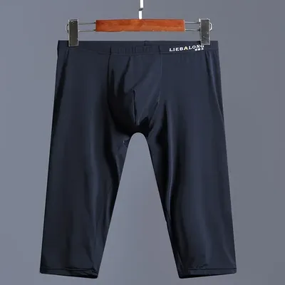 Sexy Beinstämme für Herren, Eisseide, lange Boxershorts, verlängerte knielange Shorts, Jugend, schnell trocknend, Fitness, Laufen, Ausbuchtungsbeutel, Sportbekleidung Image