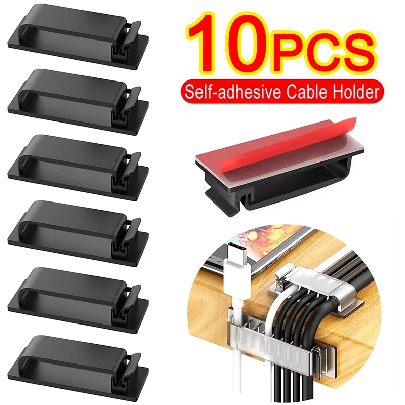 Selbstklebende Kabelmanagement-Clips, Kabel-Organizer, Drahtklemmen, Kabelhalter für Auto, TV, PC, Ethernet-Kabel unter dem Schreibtisch, Heimbüro Image