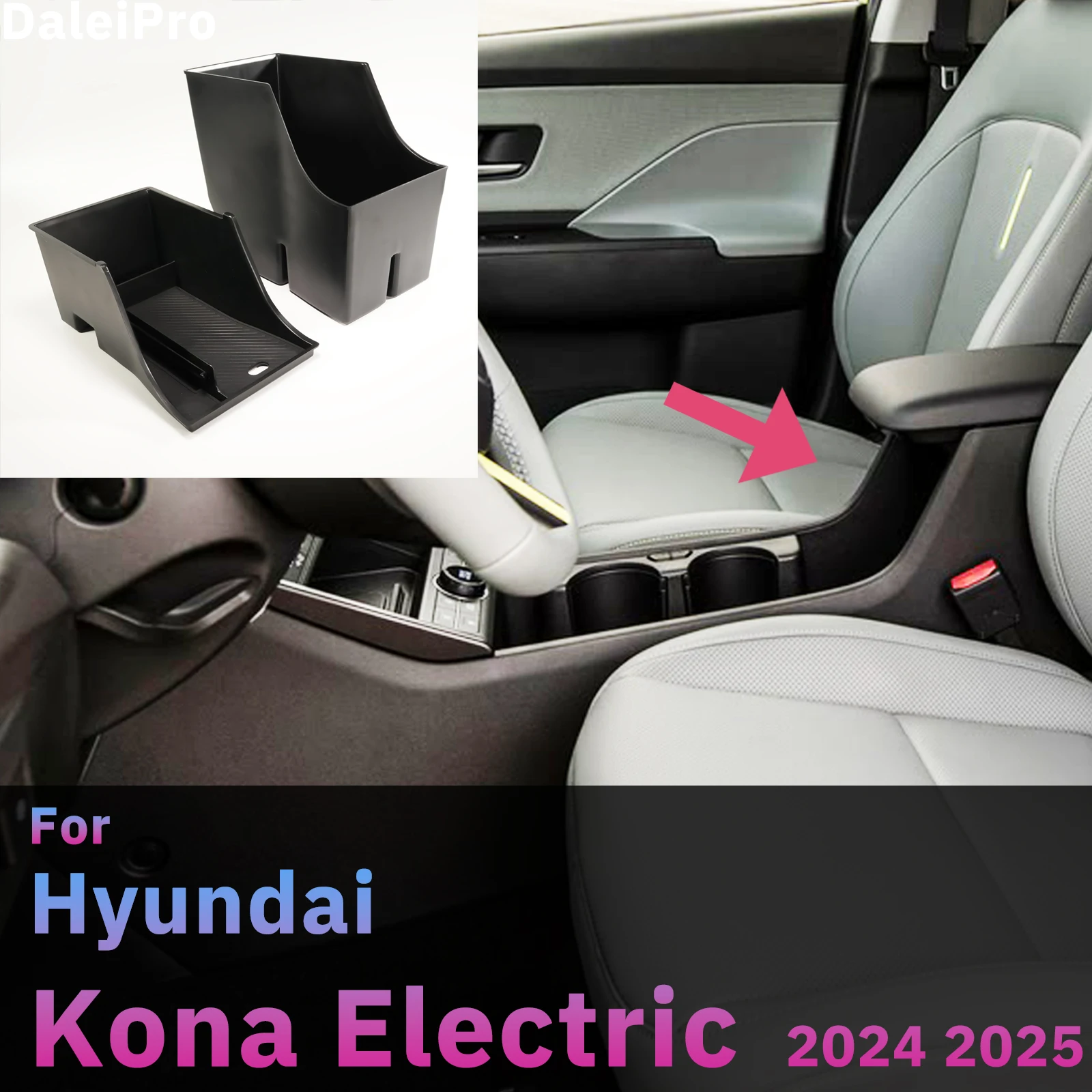 Für Kona EV SX2 2024 2025 Auto Armlehne Box Doppel-Schicht Mittelkonsole Organizer Kombination Lagerung Box Kona EV Zubehör Image