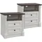 26" Tall Farmhouse Nightstand Set of 2, 2 Drawers End Table w/Charging Station, 23.6" Wide Large Side Table w/Roman Column, Wood
