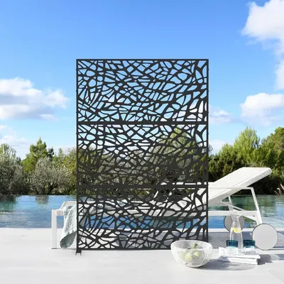 Domi Metal Privacy Screens and Panels with Free Standing, Freestanding Outdoor Indoor Privacy Screen, Decorative Privacy Screen