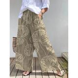 Women's Culottes Wide Leg Vacation Vintage Ethnic Style Full Length High Waist Floral Graphic Quick Dry Breathability Soft Inelastic Outdoor Vacation Sport Yellow Red Khaki Coffee Summer Spring