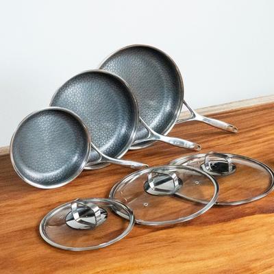 LIVWELL DiamondClad™ 6pc Hybrid Nonstick Stainless Steel Frying Pan Set, Dishwasher Safe, PFOA-free by Brylane Home in Silver (Size OS)