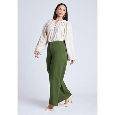 Plus Size Women's The Ultimate Stretch Wide Leg Pant by ELOQUII in Dark Forest Green (Size 32)
