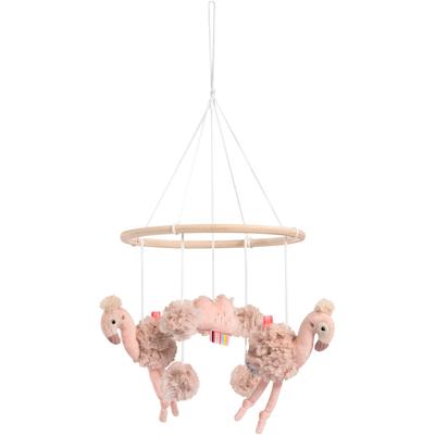 Mobile FEHN "Lazy, Crazy & Pink, Holz-Mobile Flamingo", rosa (rose), Mobilés, KinderB:33cm H:2,2cm L:47cm, Plüsch, Softvelour, B:33cm H:2,2cm L:47cm Image