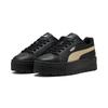 Sneaker PUMA "Karmen II Leather Sneakers Damen", Gr. 42.5, schwarz canvas silber beige metallic, Obermaterial: Kuhleder, Textil, Synthetik; Futter: Textil; Innensohle: Textil; Laufsohle: Gummi, Schuhe