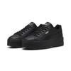 Sneaker PUMA "Karmen II Leather Sneakers Damen", Gr. 39, schwarz (schwarz silber metallic), Obermaterial: Kuhleder, Textil, Synthetik; Futter: Textil; Innensohle: Textil; Laufsohle: Gummi, Schuhe