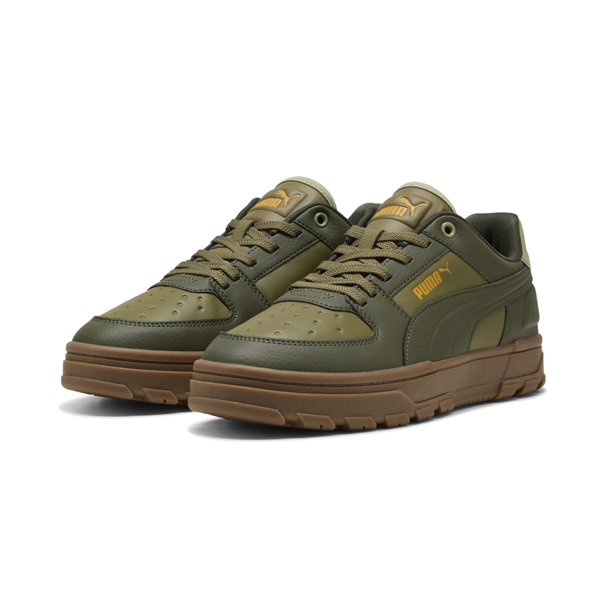 Sneaker PUMA "Caven 2.0 Abrupt Sneakers Erwachsene", Herren, Gr. 43, grün (olive schwarz gum grün beige), Obermaterial: Synthetik, Textil; Futter: Textil; Innensohle: Textil; Laufsohle: Gummi, Schuhe Sneaker