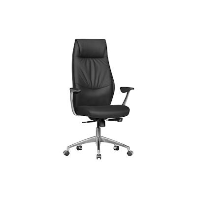 KADIMA DESIGN Bürostuhl Echtleder Schwarz Schreibtischstuhl X-XL 120kg Synchronmechanik Chefsessel Kopfstütze Image