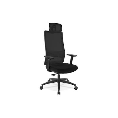 Ergonomischer Bürostuhl Mesh, Schwarz Drehstuhl Professional | Bürodrehsessel mit Kopfstütze & Armlehnen | Lordosenstütze & 360° drehbar Kadima Design Image