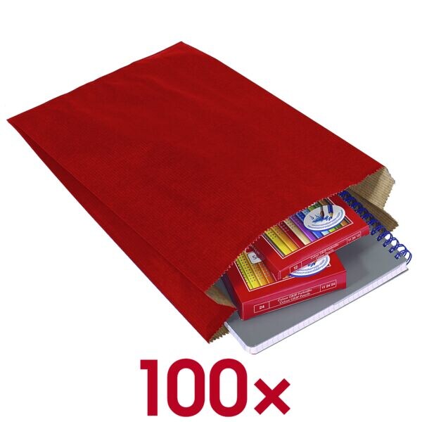 VP 100 Stück Faltenbeutel 20,0 x 32,0 cm rot, 20x32 cm Image