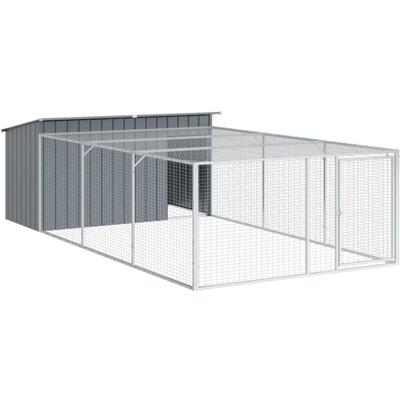 Vidaxl - Hundehütte mit Auslauf Anthrazit 197x396x110cm Verzinkter Stahl Image