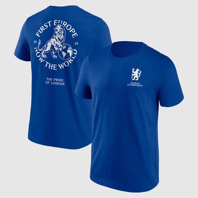 Chelsea First Europe, Now the World Grafik-T-Shirt – Royalblau – Herren Image