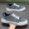 Herren-Turnschuhe, große Größe 47, 48, blau, Segeltuch, zum Schnüren, modisch, lässig, Sport-Turnschuhe, für Studenten, Jungen, Plimsolls, bequeme Schuhe