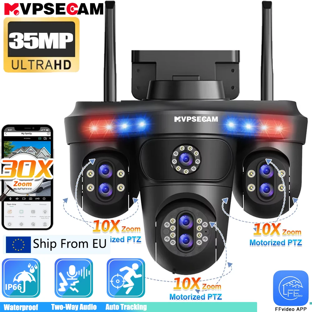 18K 7Lens 4Screen Motorisierter PTZ 30X Zoom Bomberform Outdoor WiFi Sicherheit 360 ° Drahtlose Kamera mit automatischer Tracking-Pistole und Kugelverbindung Image