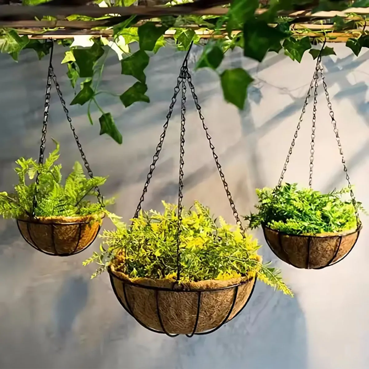 40 cm Nachahmung Rattan Hängenden Korb Blumentopf Kette Mit 3 Haken Becken Hydrokultur Pflanzen Pflanze Wachsen Becken Hause garten Dekor Image