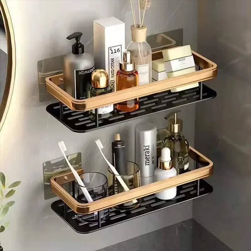 Modernes Design Badezimmer Regal Badezimmer Handtuchhalter Regale Wand Dusche Shampoo Rack Kein Bohrer Regal Badezimmer Stativ Lagerregal
