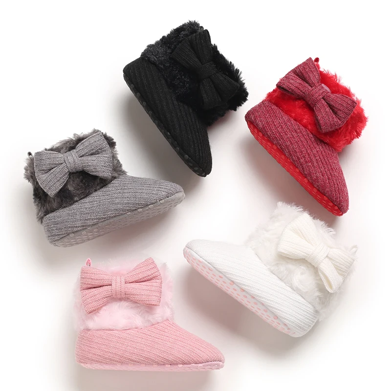 Winter-Schneestiefel für 0–1 Jahre mit Plüsch-Kunstpelzkragen – Slip-On-Knöchelhohe, weiche Sohle, warme Schuhe für Lauflernschuhe, Beige, lässig