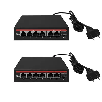 EWIND POE-Switch, 6 Ports, 10/100 Mbit/s, AI-Smart-Ethernet-Switch mit 2 Uplink-RJ45-Ports, AI-Smart-Switch für IP-Kamera/Wireless AP