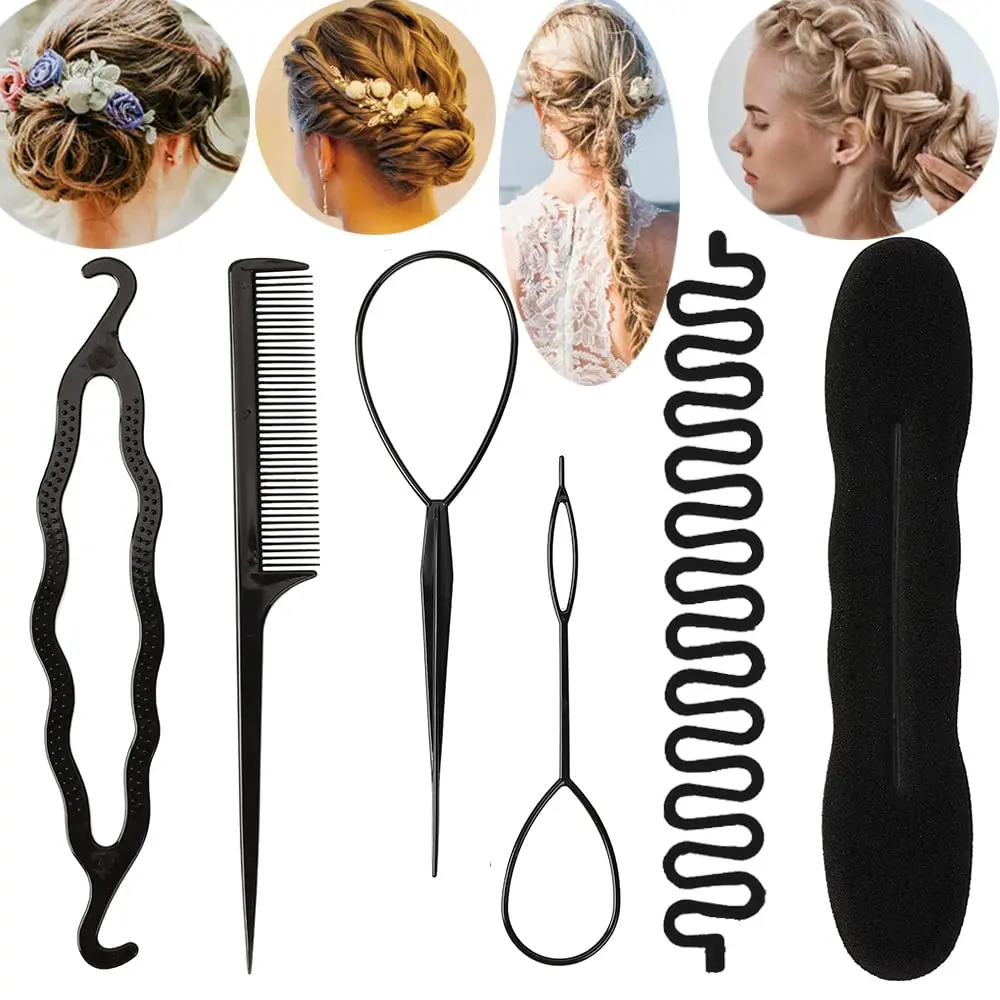 6-teiliges Set Locken wickler für Frauen Haar nadeln Schwämme faule Werkzeuge Haar bearbeitungs werkzeuge Haarstyling-Werkzeuge Image