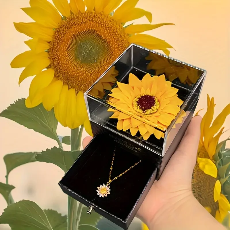 Collier tournesol Coffret cadeau fête Fête des mères, Fête des infirmières, Thanksgiving, Noël, cadeaux d