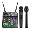 Sistema microfonico wireless UHF Debra professionale - Mixer a 4 canali con scheda audio USB, ritardo/Ripetizione FX e registrazione su PC per performance dal vivo/