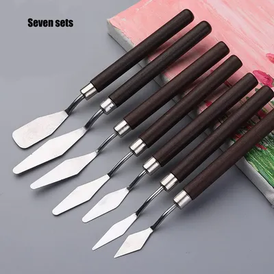 1/2/3/4/ 7 Pcs/sets of Art Oil Painting Scrapers Stainless Steel Gouache Paint Color Matching Oil Paint Mini Scrapers