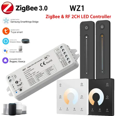 DC12-36V Zigbee LED Dimmer 2CH * 5A Drahtlose RF Dimmer LED Controller Tuya Smart Leben 2,4G RF Drahtlose Fernbedienung für LED Streifen Licht