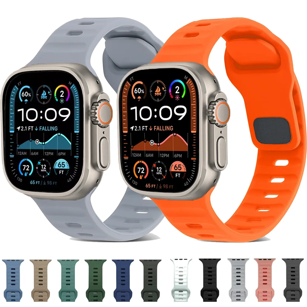 Silikonarmband für Apple Watch Band 49 mm 45 mm 44 mm 41 mm 40 mm 46 mm 42 mm Armband Correa iWatch UItra 2/1 10 9 8 7 6 5 4 SE Gürtel Image