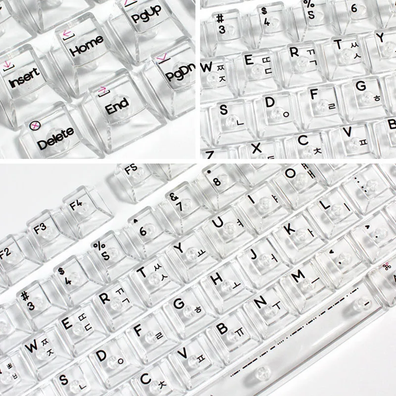 Koreanisches Layout, 132 Tasten, UV-Druck, Kristall-Tastenkappen, Kirschprofil, weiß, transparent, PC-Tastenkappen für MX Switches, Gaming-Tastatur Image