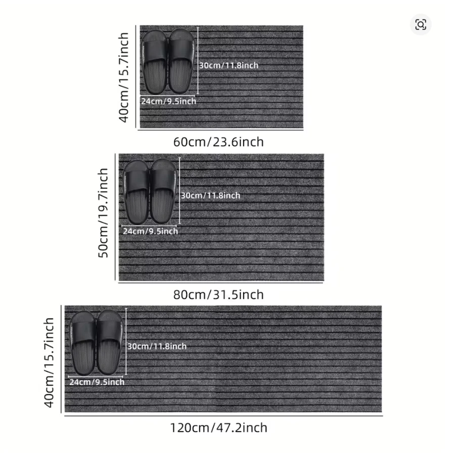 Grau gestreifte Küche, Innen- und Außentürmatte, Bodenmatte, rutschfester Teppich, geeignet für Tür, Badezimmer, Küche, Wohnzimmer Image