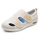 VEACAM Ladies Diabetic Shoes, Wide Width Elderly Orthopedic Slippers Adjustable Breathable Swollen Feet Walking Edema Sneakers,Beige,8 UK