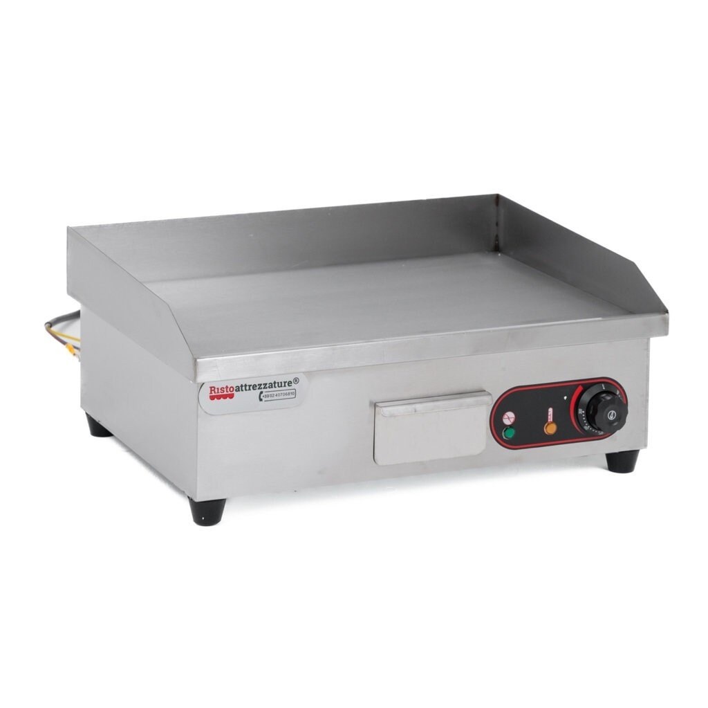 Ristoattrezzature Fry Top Elektro-Aufsatzgrill – professionell – Edelstahl – glatte Platte – 3 kW – 55 x 45 x 23 h cm Image