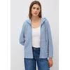 Sweatjacke CECIL, Damen, Gr. M (40), blau (mountain blau), Web, Sweatware, 73% Baumwolle, 19% Polyester, 7% Viskose, 1% Elasthan, unifarben, casual, comfort fit normal, ohne Ausschnitt, Langarm abgesteppt, Sweatjacken, mit Kängurutasche