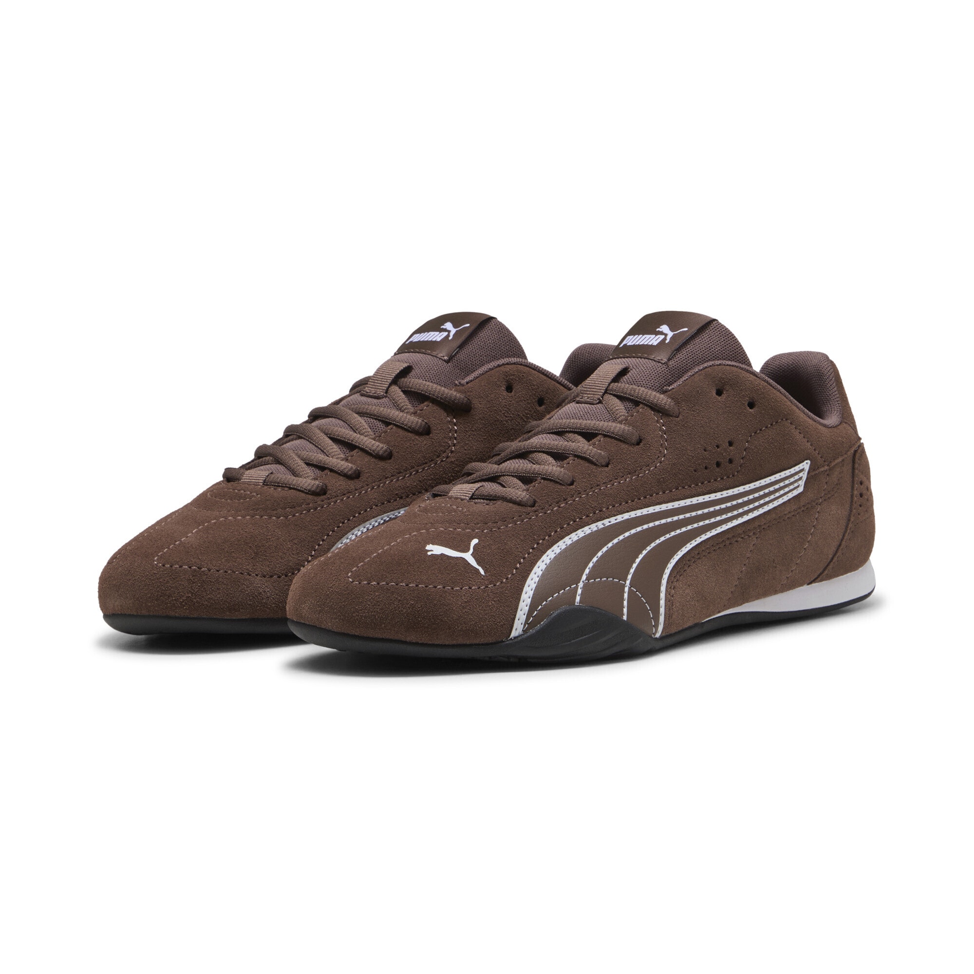 Sneaker PUMA "PUMA Catch Sneakers Erwachsene", Damen, Gr. 41, weiß (flat bronze weiß braun), Obermaterial: Textil, Kuhleder, Synthetik; Futter: Textil; Innensohle: Textil; Laufsohle: Gummi, Schuhe Sneaker