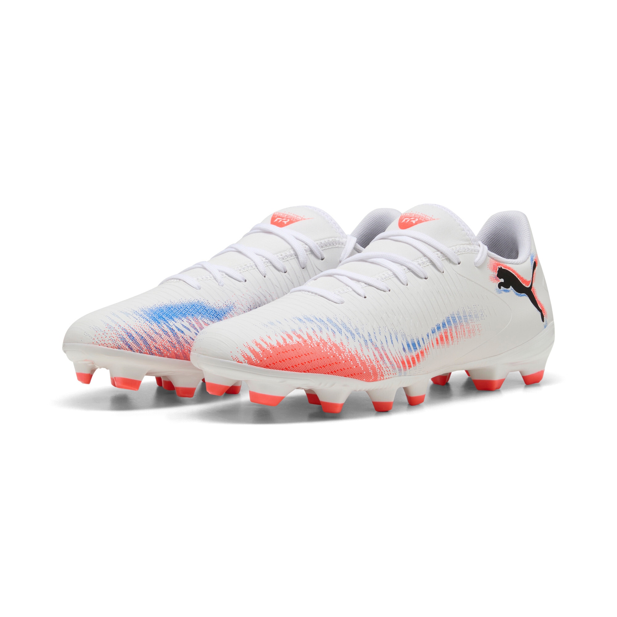 Fußballschuh PUMA "FUTURE 8 PLAY FG/AG", Gr. 44, weiß (puma weiß, puma schwarz, glowing rot), Synthetik, Schuhe, für Rasenplätze
