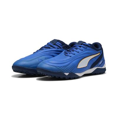 Fußballschuh PUMA "IBERO TT Futsalschuhe Erwachsene", Gr. 45, mountain blau weiß heat fire persian orange, Obermaterial: Synthetik, Textil; Futter: Textil; Innensohle: Textil; Laufsohle: Gummi, Schuhe Image