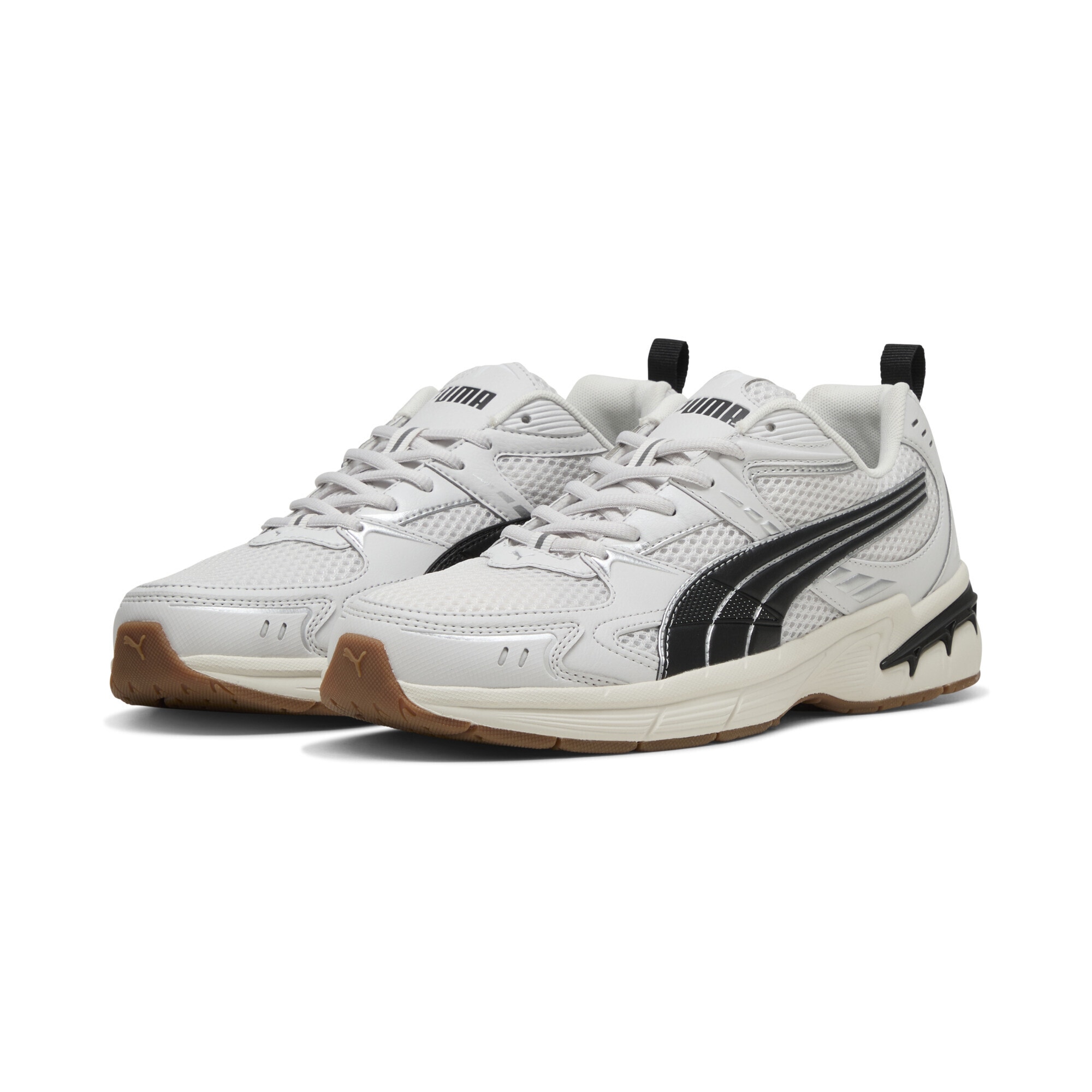 Sneaker PUMA "Milenio Tech 2000 Sneakers Erwachsene", Herren, Gr. 39, silber (feather gray schwarz silber metallic), Obermaterial: Synthetik, Textil; Futter: Textil; Innensohle: Textil; Laufsohle: Gummi, Schuhe Sneaker