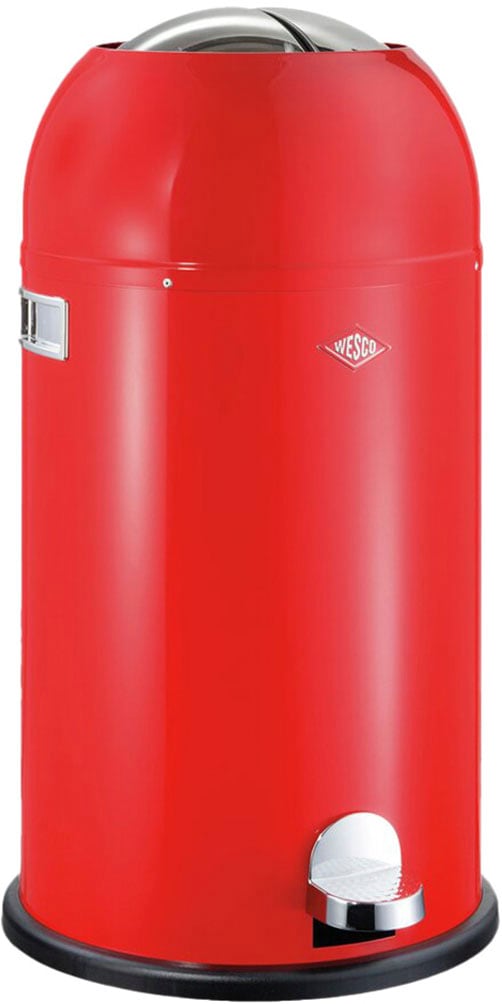 Mülleimer WESCO "Kickmaster", rot, B:37,5cm H:69cm T:37,5cm, Stahlblech, Mülleimer, Mülleimer, Abfallsammler mit Dämpfer, 33 Liter