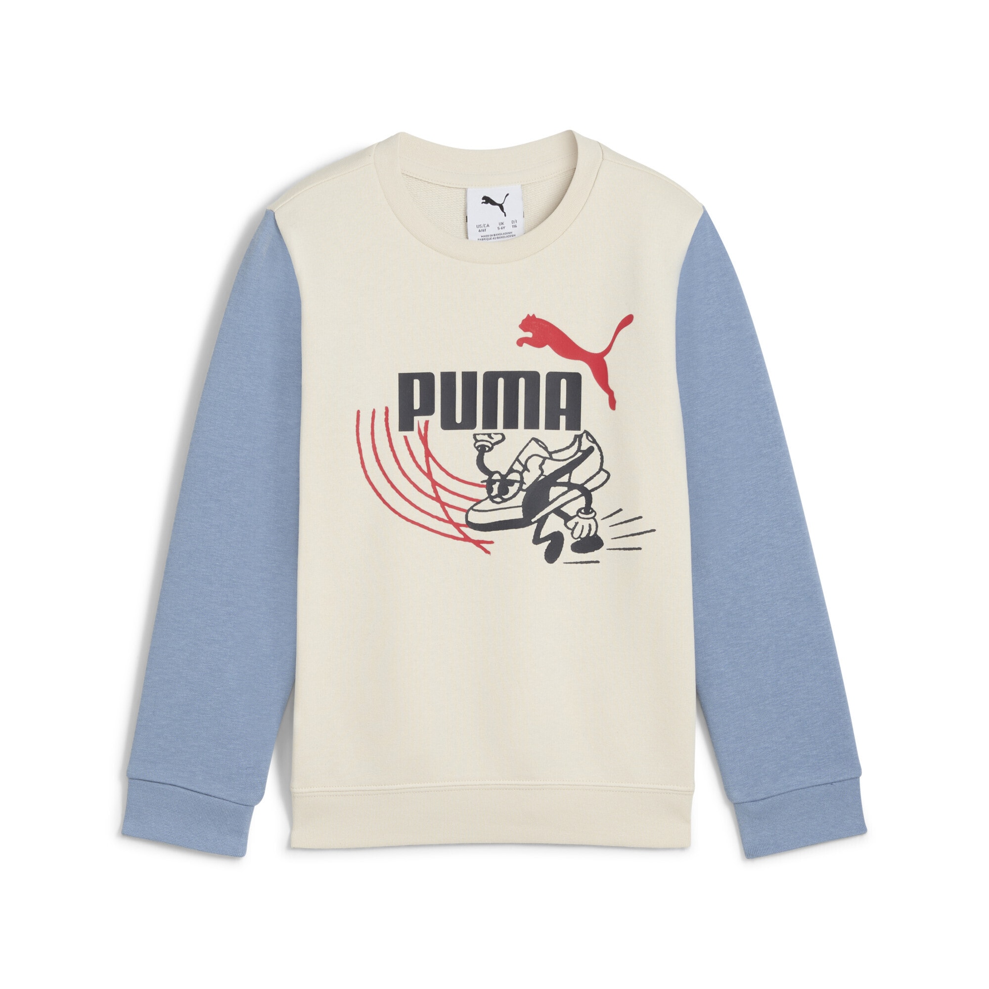 Sweatshirt PUMA "Little Runners Sweatshirt Kinder", Mädchen, Gr. 116, weiß (alpine snow weiß), Obermaterial: 68% Baumwolle, 32% Polyester; Rippe: 97% Baumwolle, 3% Elasthan, normal, Rundhals, Sweatshirts Sweatshirt