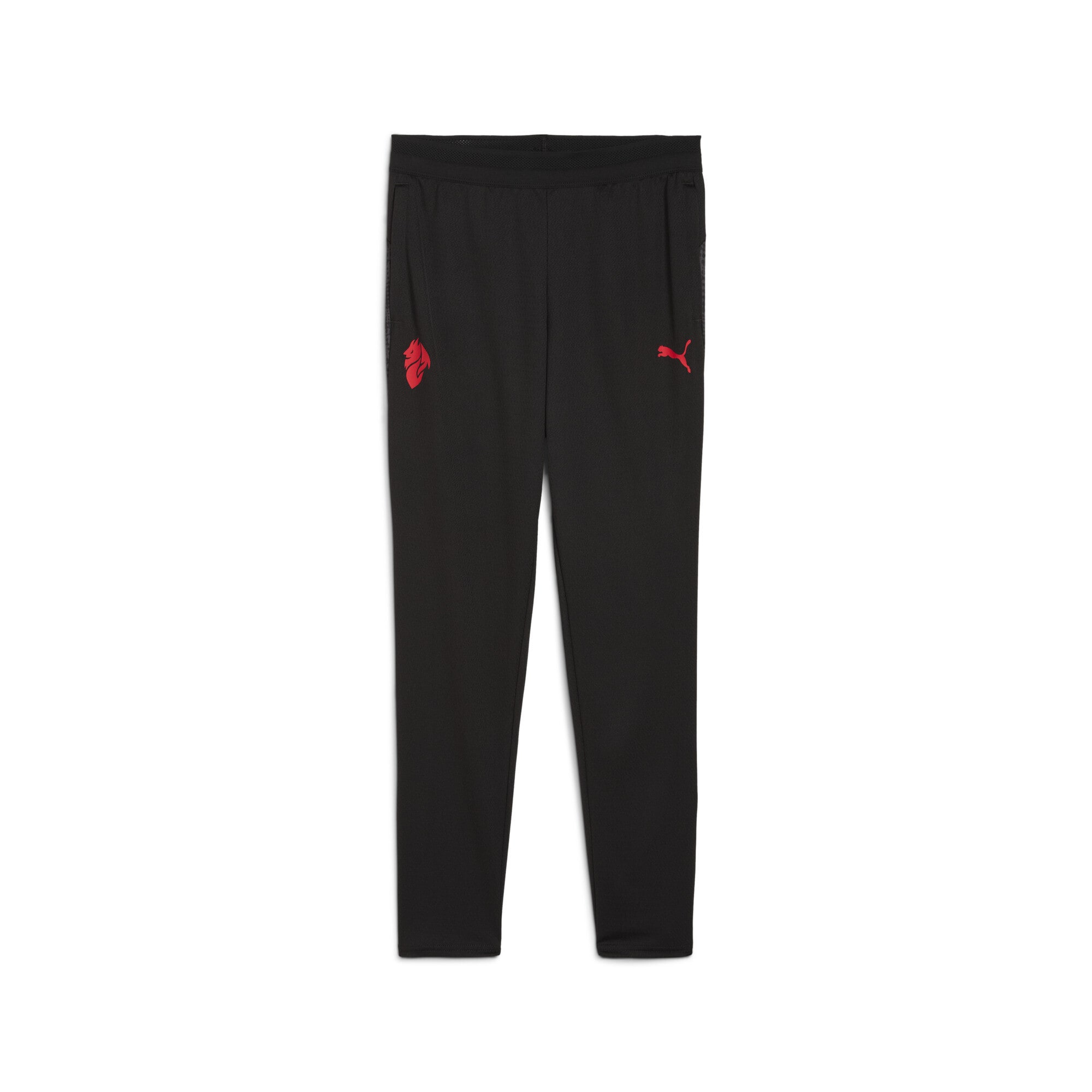 Sporthose PUMA "AC Mailand Trainingshose Jugendliche", Kinder, Gr. 164, Normalgrößen, rot (schwarz for all time rot), Obermaterial: 100% Polyester; Besatz: 88% Polyester, 12% Elasthan; Einsatz: 100% Polyester, bedruckt, regular fit, Hosen Image