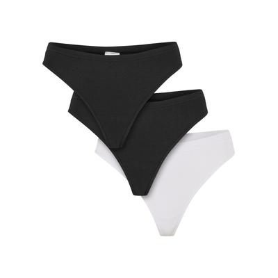 Panty URBAN CLASSICS "Urban Classics Ladies Rip Tanga 3-Pack", Damen, Gr. XS, schwarz, schwarz, weiß, 92% Nylon, 8% Elasthan, unifarben, Unterhosen Image