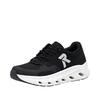 Slip-On Sneaker RIEKER SPORT, Herren, Gr. 48, schwarz laufsohle weiß, Nubuklederimitat, Mesh, sportlich, Schuhe, Freizeitsneaker, Halbschuh, Schlupfschuh mit gepolstertem Schaftrand