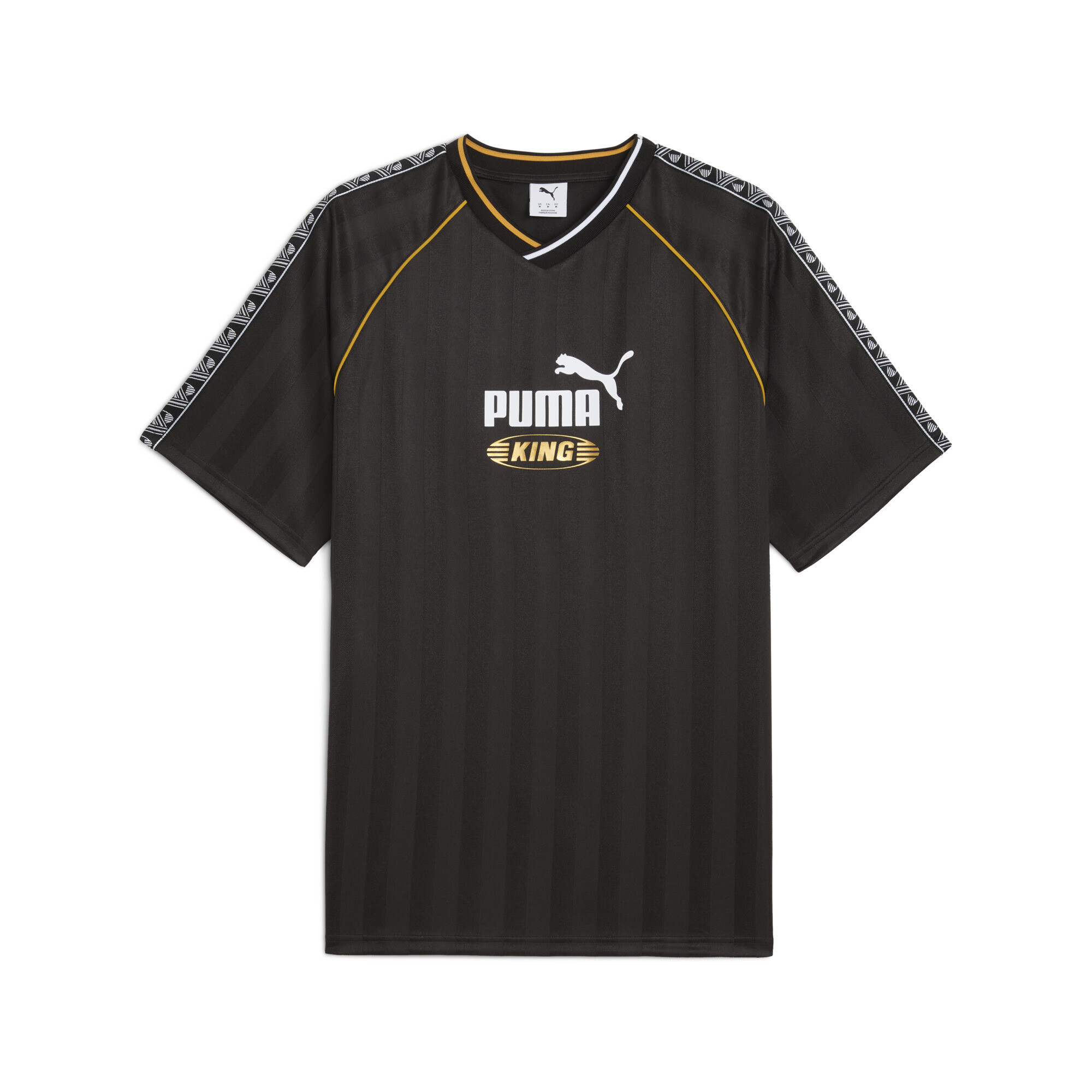 Trainingsshirt PUMA "KING Relaxed Fußballtrikot Erwachsene", Herren, Gr. M, schwarz, Obermaterial: 100% Polyester; Rippe: 95% Polyester, 5% Elasthan, bedruckt, relaxed fit, V-Ausschnitt, Shirts