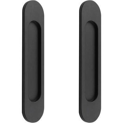 2er-Pack ovale Schiebetürgriffe, selbstklebend, mattschwarz, Aluminiumlegierung, kein Stanzen, für Image