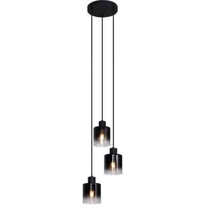 Qazqa - Moderne Pendelleuchte Schwarz mit Rauchglas 3-flammig - Dame Image