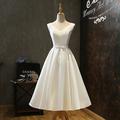Vintage 1950er Kleines weißes Kleid Knielanges Kleid Braut Einfarbig A-Linie V Ausschnitt Damen Maskerade Hochzeit Brautparty Junggesellinnenabschiedsparty Erwachsene Kleid Abschlussballkleider