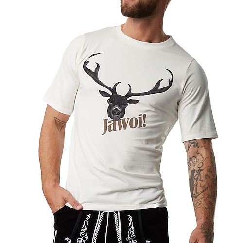 T-Shirt Bayerisch München Deutsch alpin T-Shirt Ärmel Grafik für Herren Erwachsene Heißprägen für Karneval Oktoberfestbier Party Alltagstauglich Image